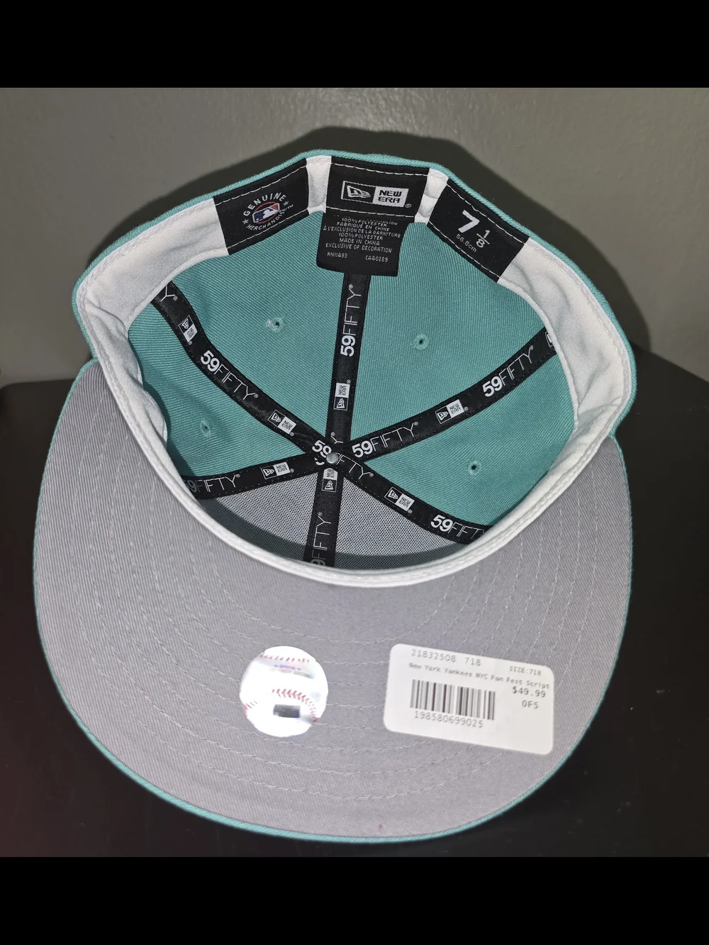 New York Yankees New Era 59FIFTY Teal Fitted Cap - Picture 5 of 5